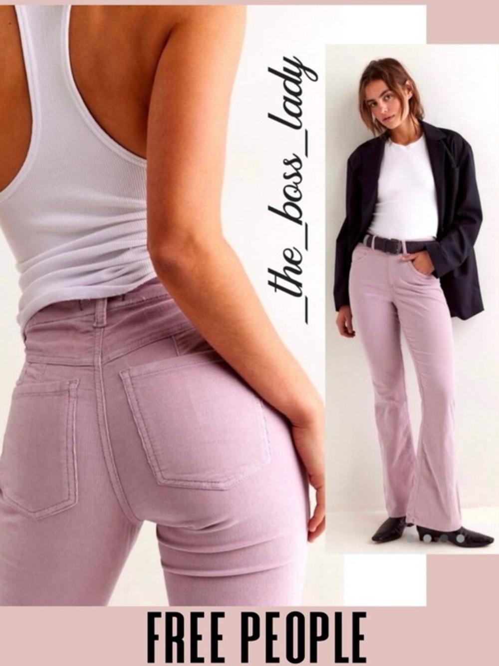Free People flare pants corduroy high waisted cotton stretchy lilac Large